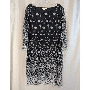 HAANI Women's Petite Size Petite Large PL Black Floral Stretch Dress Whimsygoth